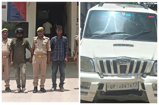 Chandauli News: पुलिस कर्मियों को कुचलने का प्रयास कर भाग रहे गो-तस्कर दबोचे गए, स्कॉर्पियो से 4 गोवंश बरामद